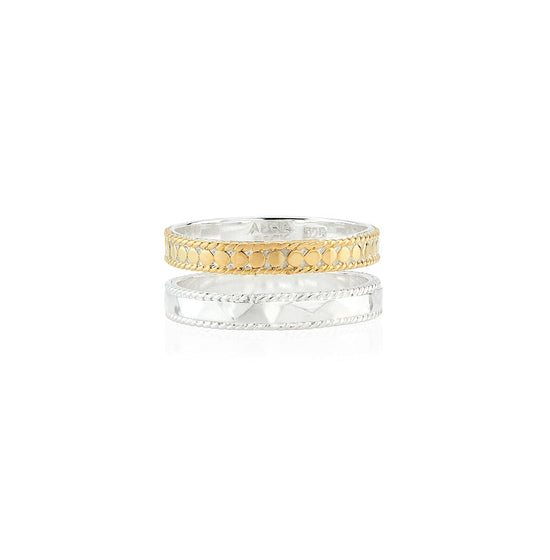 RNG-GPL Hammered Double Band Ring - Gold & Silver