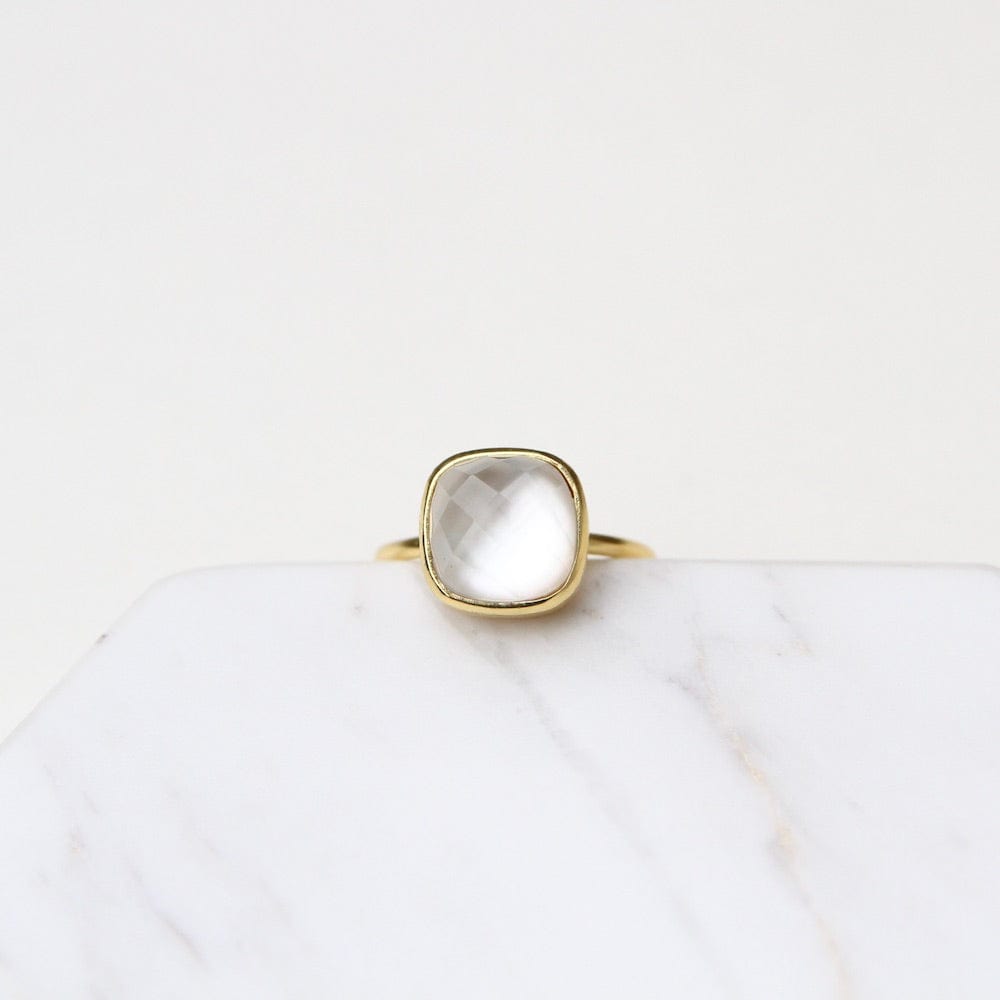 RNG-GPL Ice Pearl Asha Square Adjustable Ring