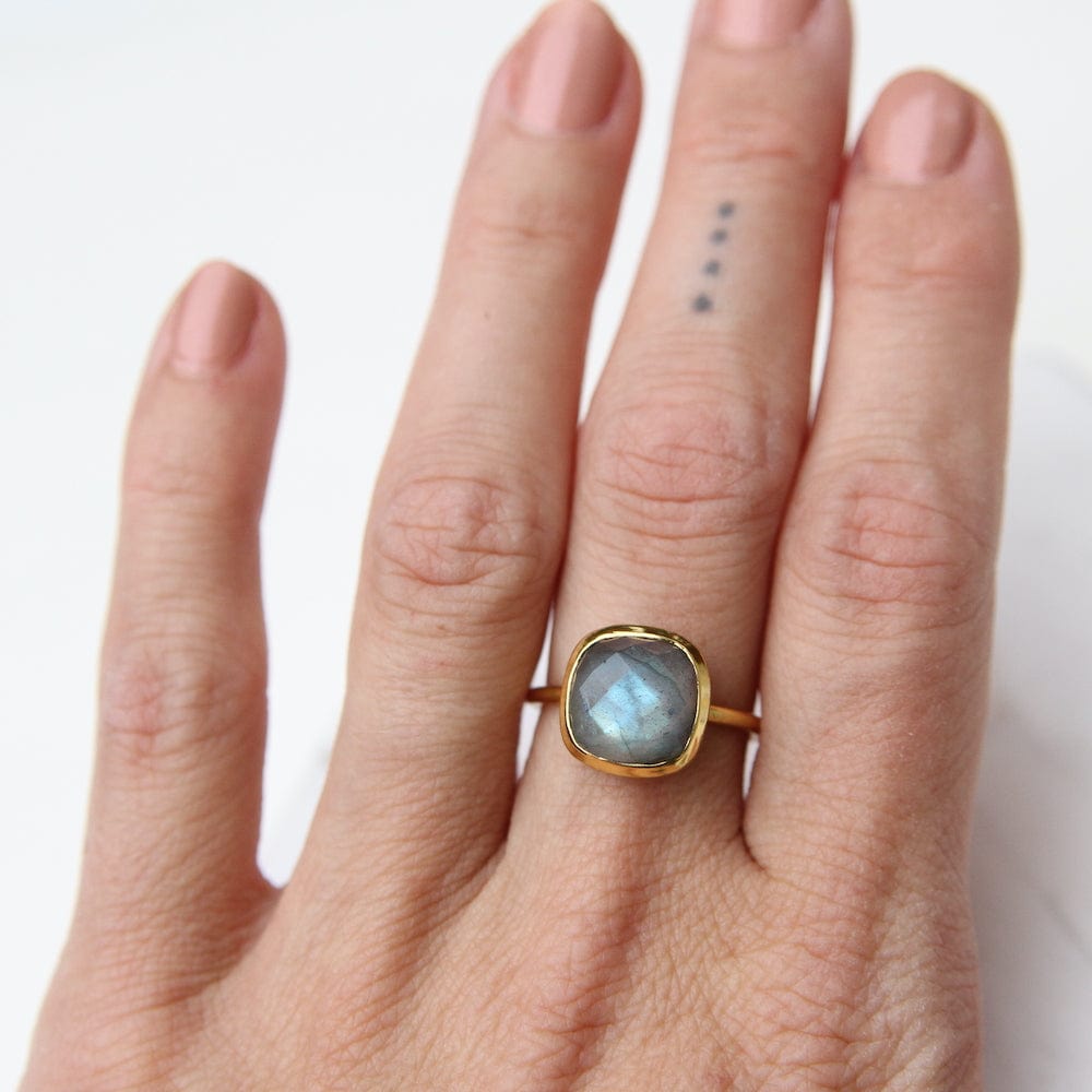 RNG-GPL Labradorite Asha Square Adjustable Ring