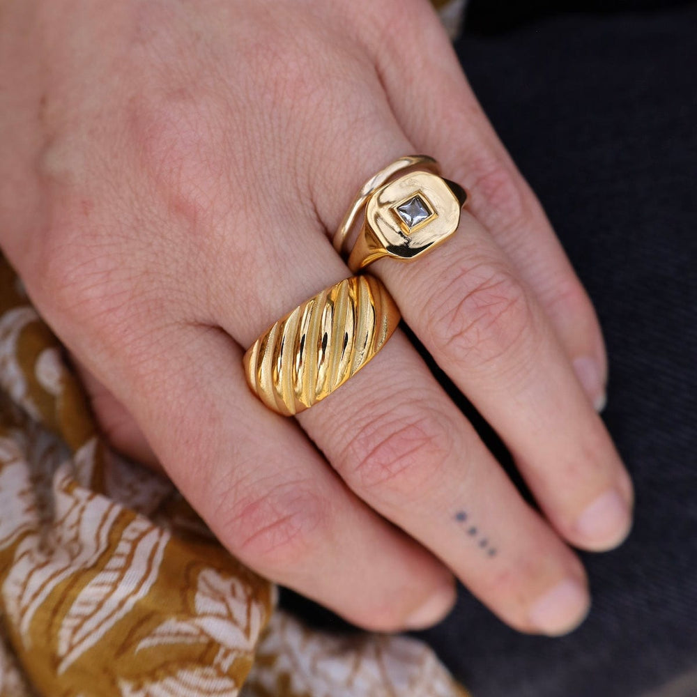 
                  
                    RNG-GPL LOU // The striated ring - 18k gold plated stainle
                  
                