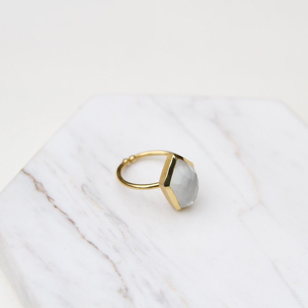 RNG-GPL Mother Of Pearl Mid Stone Adjustable Ring