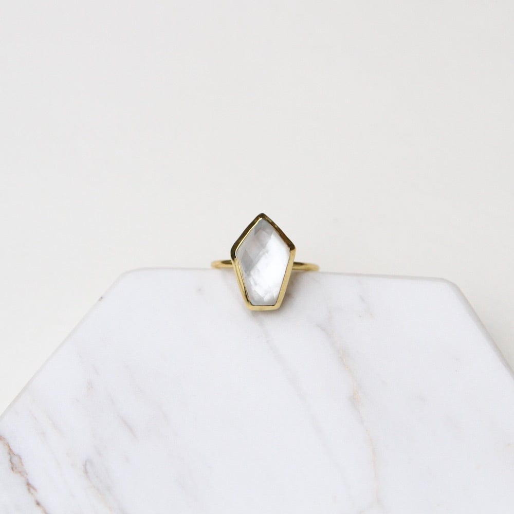 RNG-GPL Mother Of Pearl Mid Stone Adjustable Ring