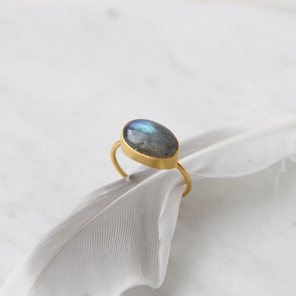 
                  
                    RNG-GPL Oval Cabachon Labradorite in Gold Plated Brass Ring
                  
                