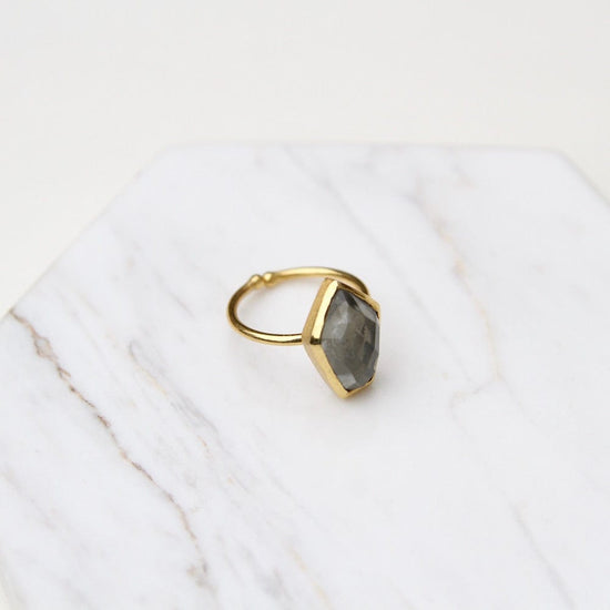 RNG-GPL Pyrite Mid Stone Adjustable Ring