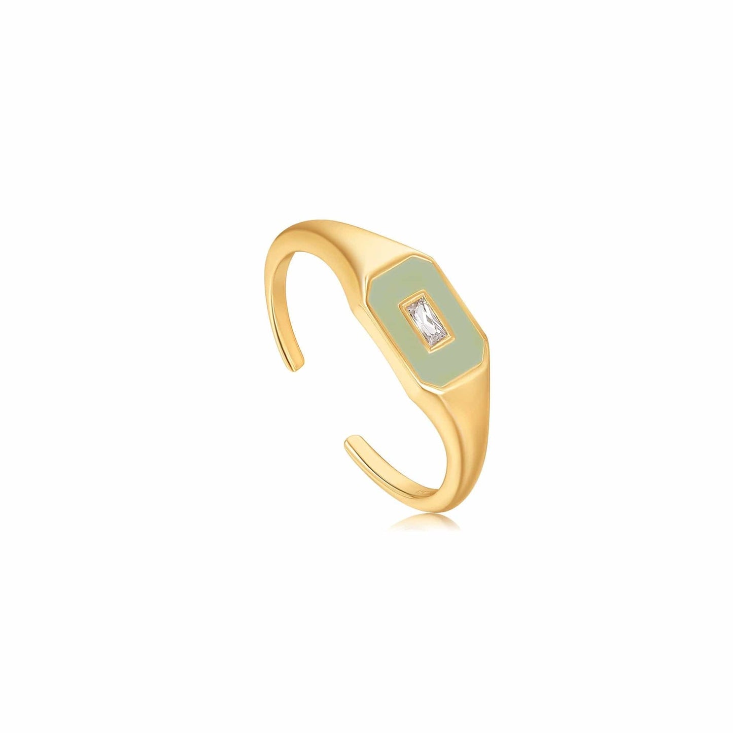 RNG-GPL Sage Enamel Emblem Gold Adjustable Ring