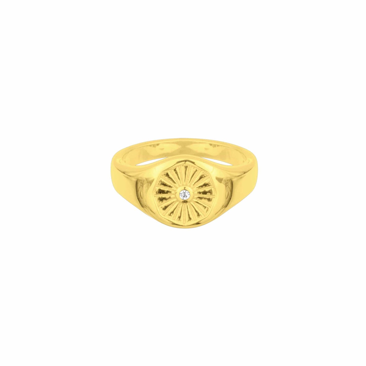 RNG-GPL Sunbeam Signet Ring in Gold