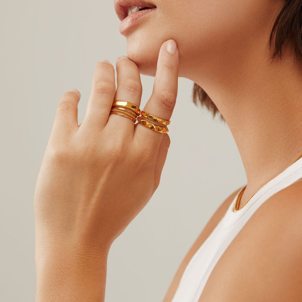 RNG-GPL Thin Hammered Stacking Ring - Gold