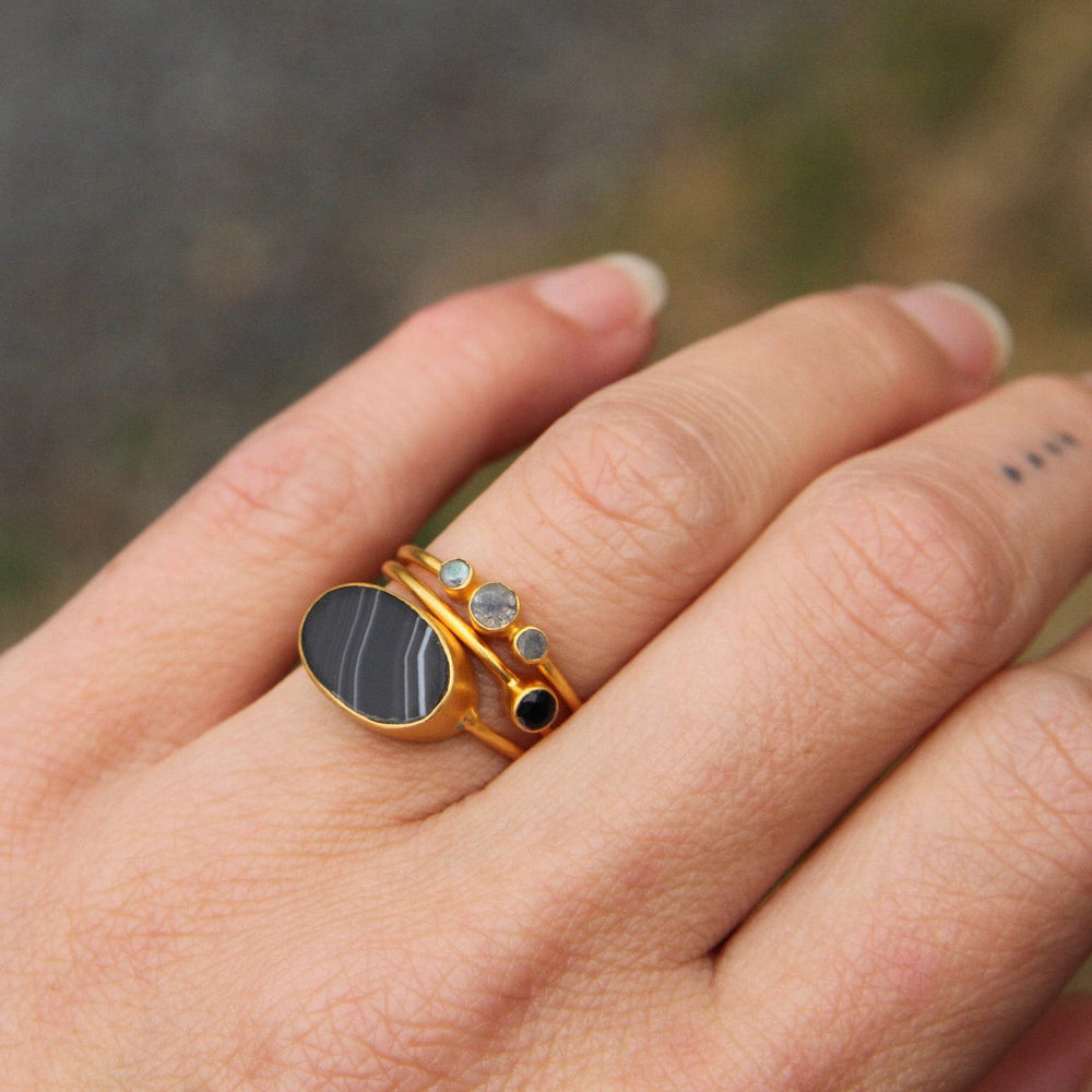 
                      
                        RNG-GPL Tiny Faceted Single Black Onyx in Gold Plated Brass Ring
                      
                    