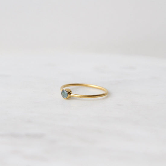 Load image into Gallery viewer, RNG-GPL Tiny Faceted Single Labradorite in Gold Plated Brass Ring
