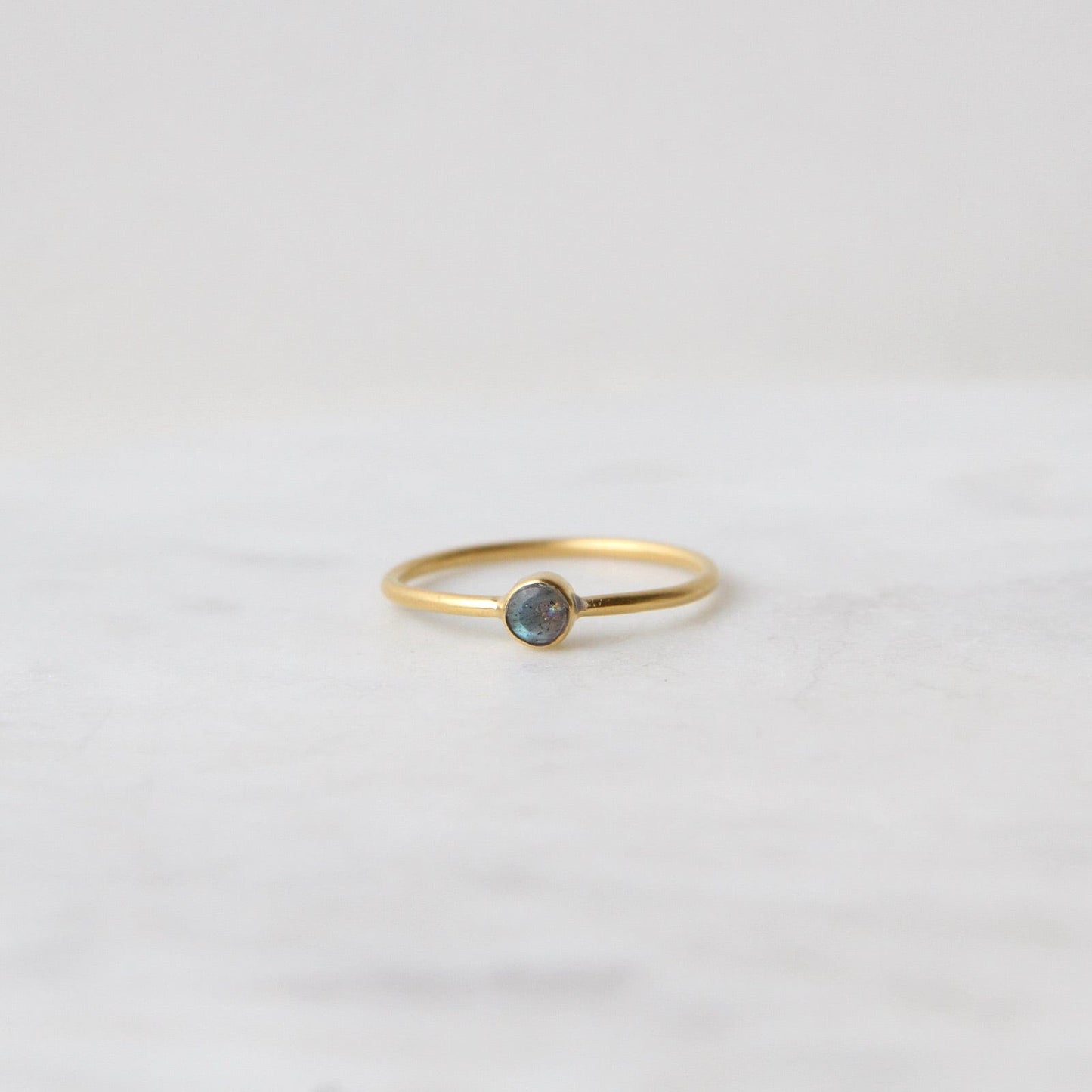 Load image into Gallery viewer, RNG-GPL Tiny Faceted Single Labradorite in Gold Plated Brass Ring
