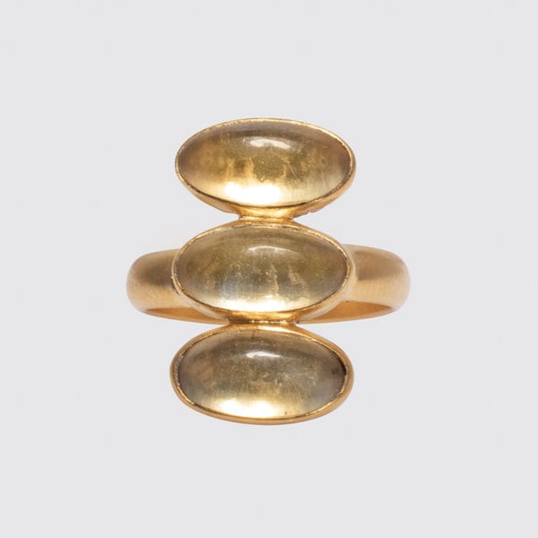 RNG-GPL Triple Citrine Glowing Oval Cabochon Ring