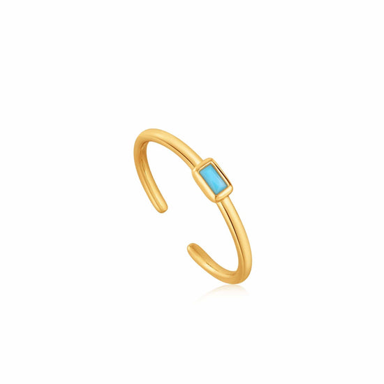 RNG-GPL Turquoise Gold Band Adjustable Ring