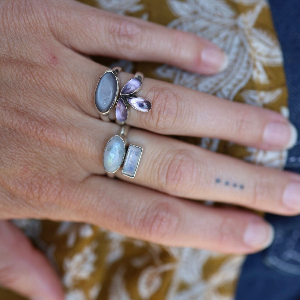 
                      
                        RNG Grey Moonstone Oval Cabochon Ring  - Sterling Silver
                      
                    