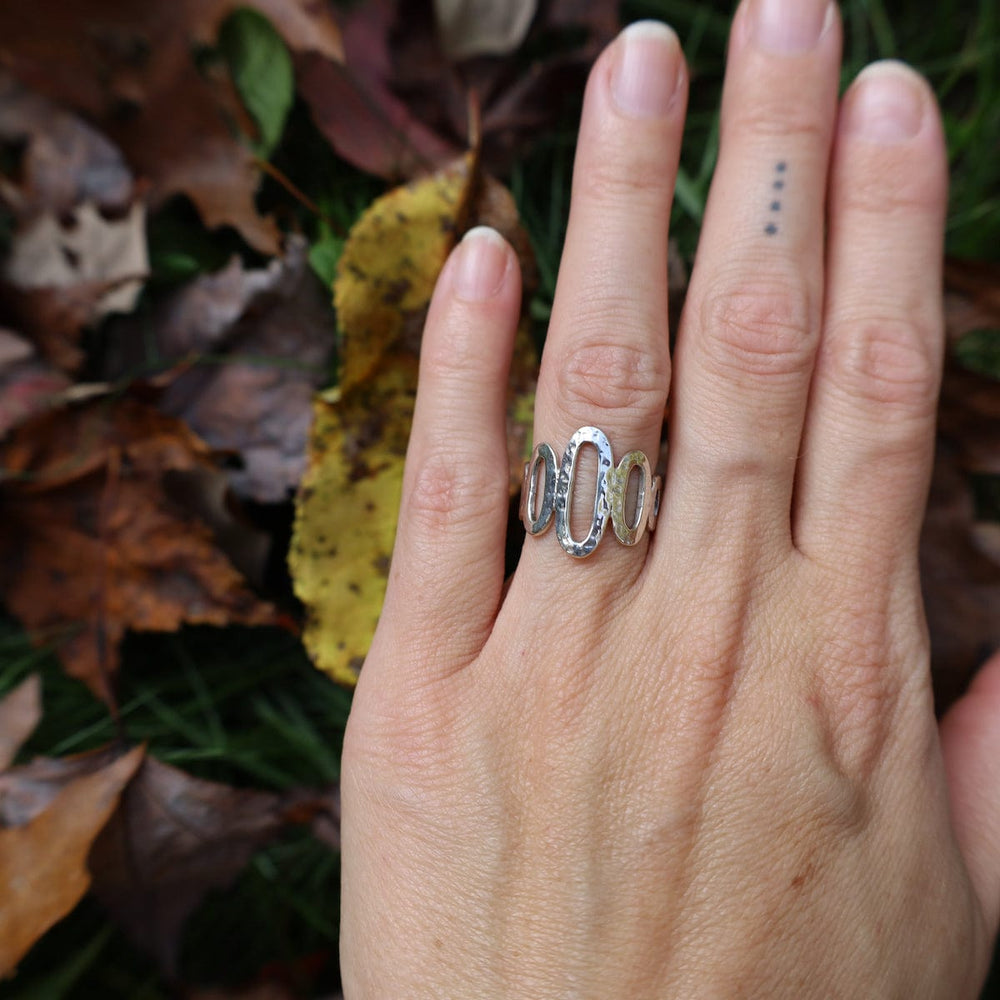 RNG Hammered Sterling Silver 5 Oval Ring