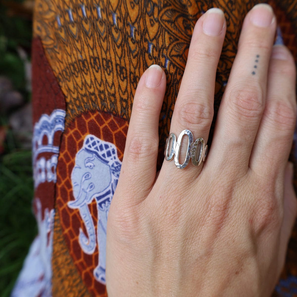 
                      
                        RNG Hammered Sterling Silver 5 Oval Ring
                      
                    