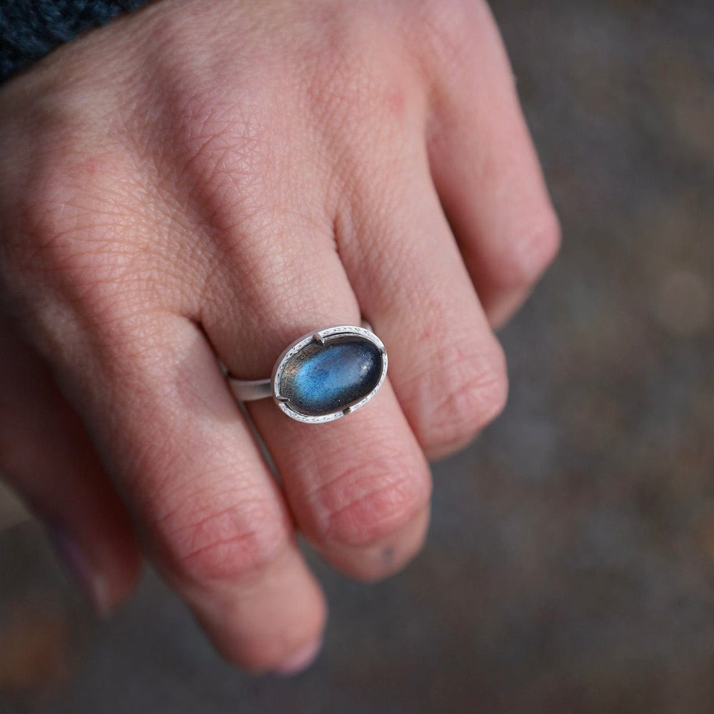 
                  
                    RNG Labradorite Horizontal Prong Ring
                  
                