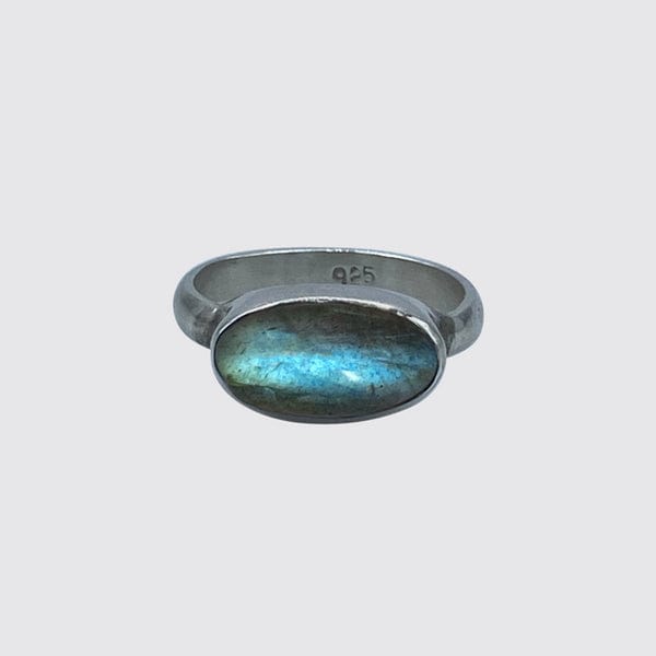 RNG Labradorite Oval Cabochon Ring  - Sterling Silver