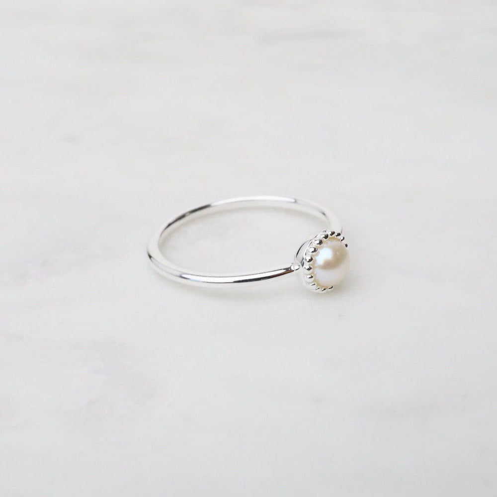 
                      
                        RNG Milgrain-Edge White Pearl Ring - Sterling Silver
                      
                    