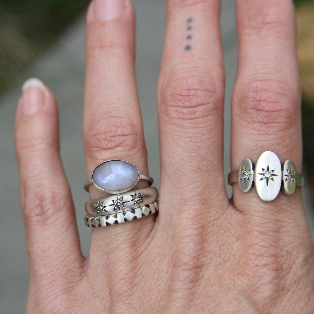 
                      
                        RNG Oval Cabachon Rainbow Moonstone in Sterling Silver Ring
                      
                    