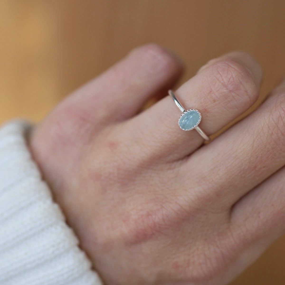 RNG Oval Cabochon Aquamarine Ring