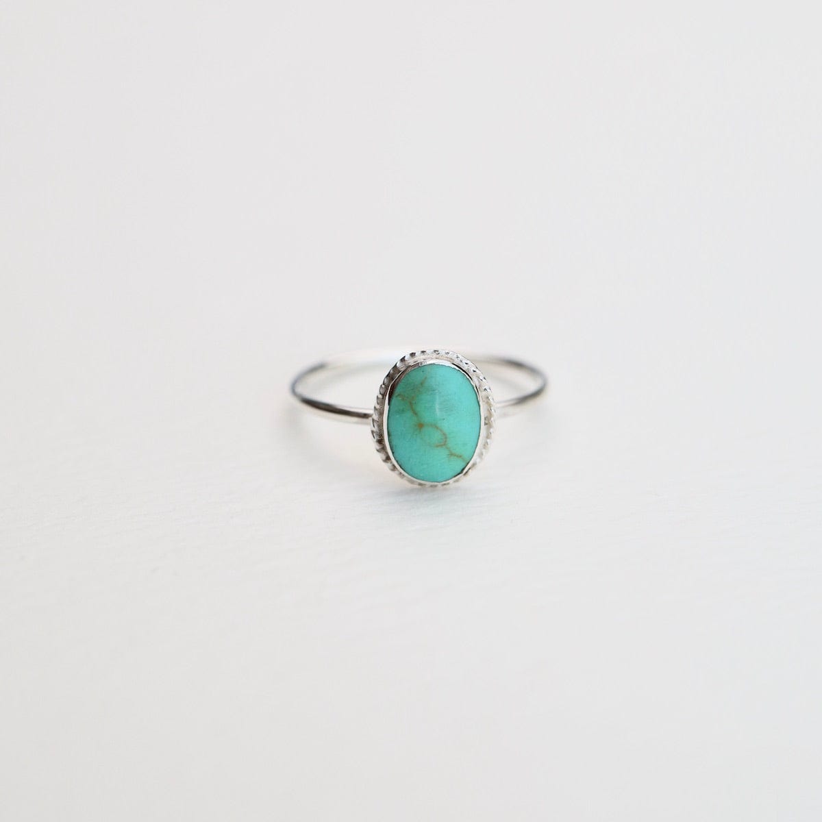 RNG Oval Compressed Turquoise Silver Ring