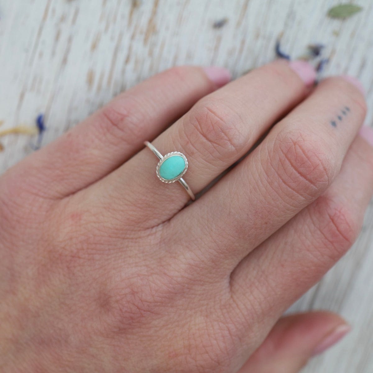 RNG Oval Compressed Turquoise Silver Ring