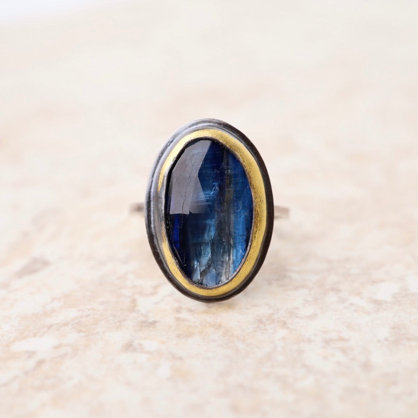 RNG Oval Crescent Rim Ring with Bi-Color Kyanite