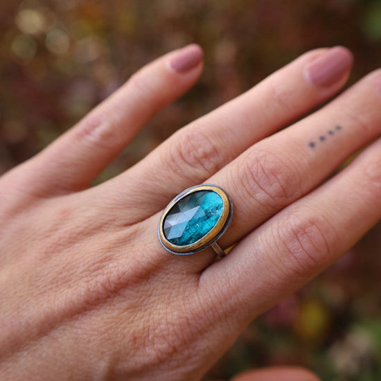 RNG Oval Crescent Rim Ring with Parabela Kyanite