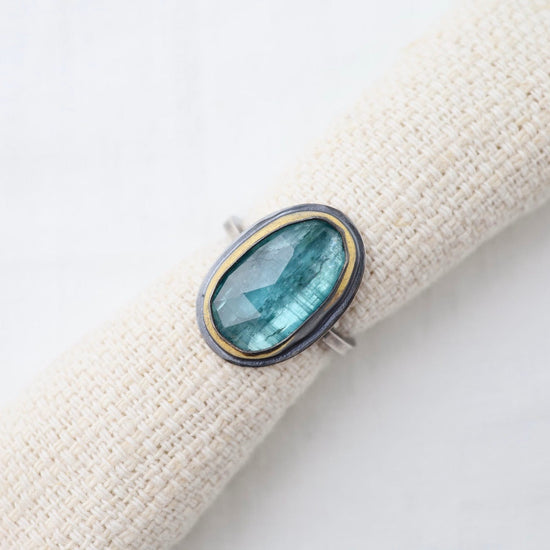 RNG Oval Crescent Rim Ring with Sky Blue Kyanite