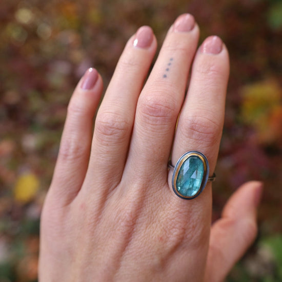 RNG Oval Crescent Rim Ring with Sky Blue Kyanite