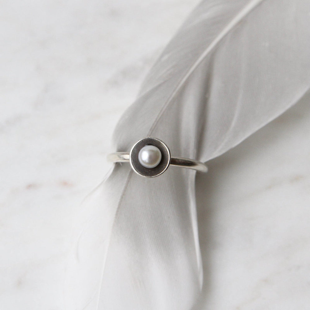 
                      
                        RNG Oxidized Sterling Silver Small Pearl Cup Ring
                      
                    