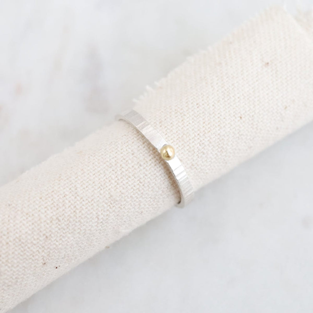 RNG Polished Sterling Silver With Gold Ball Textured Stacking Ring