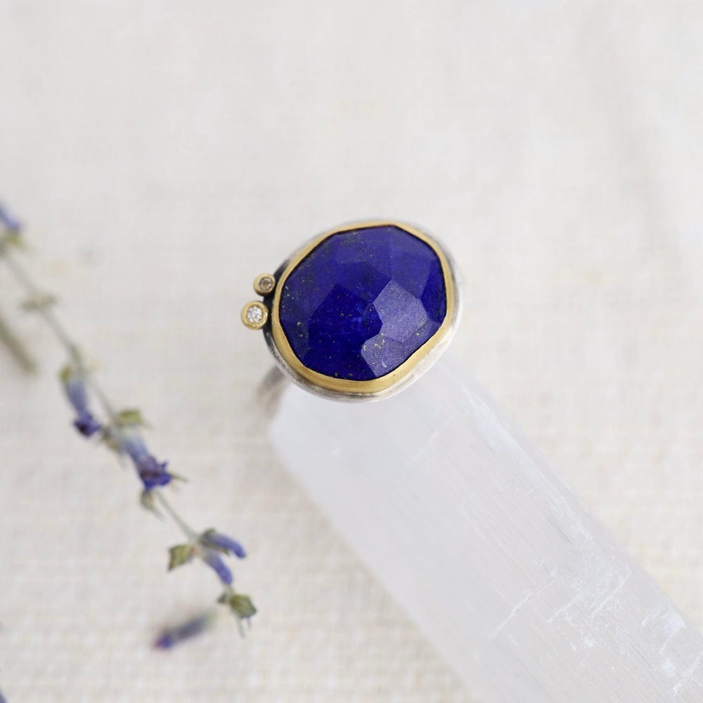 
                      
                        RNG Rose Cut Lapis Ring in 22k Gold & Sterling Silver
                      
                    