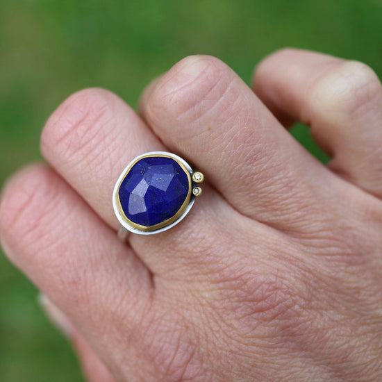 RNG Rose Cut Lapis Ring in 22k Gold & Sterling Silver
