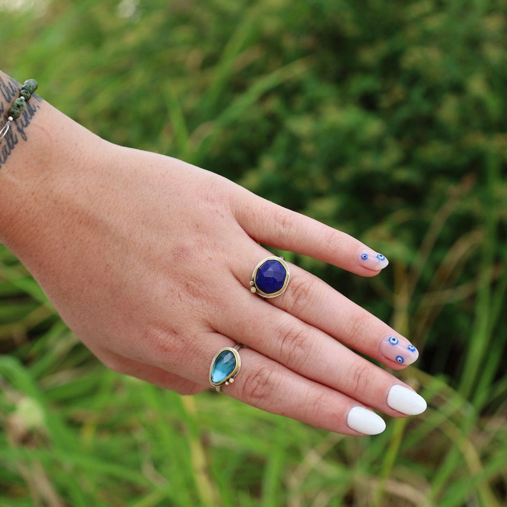 
                  
                    RNG Rose Cut London Blue Topaz Ring in 22k Gold & Sterling Silver
                  
                