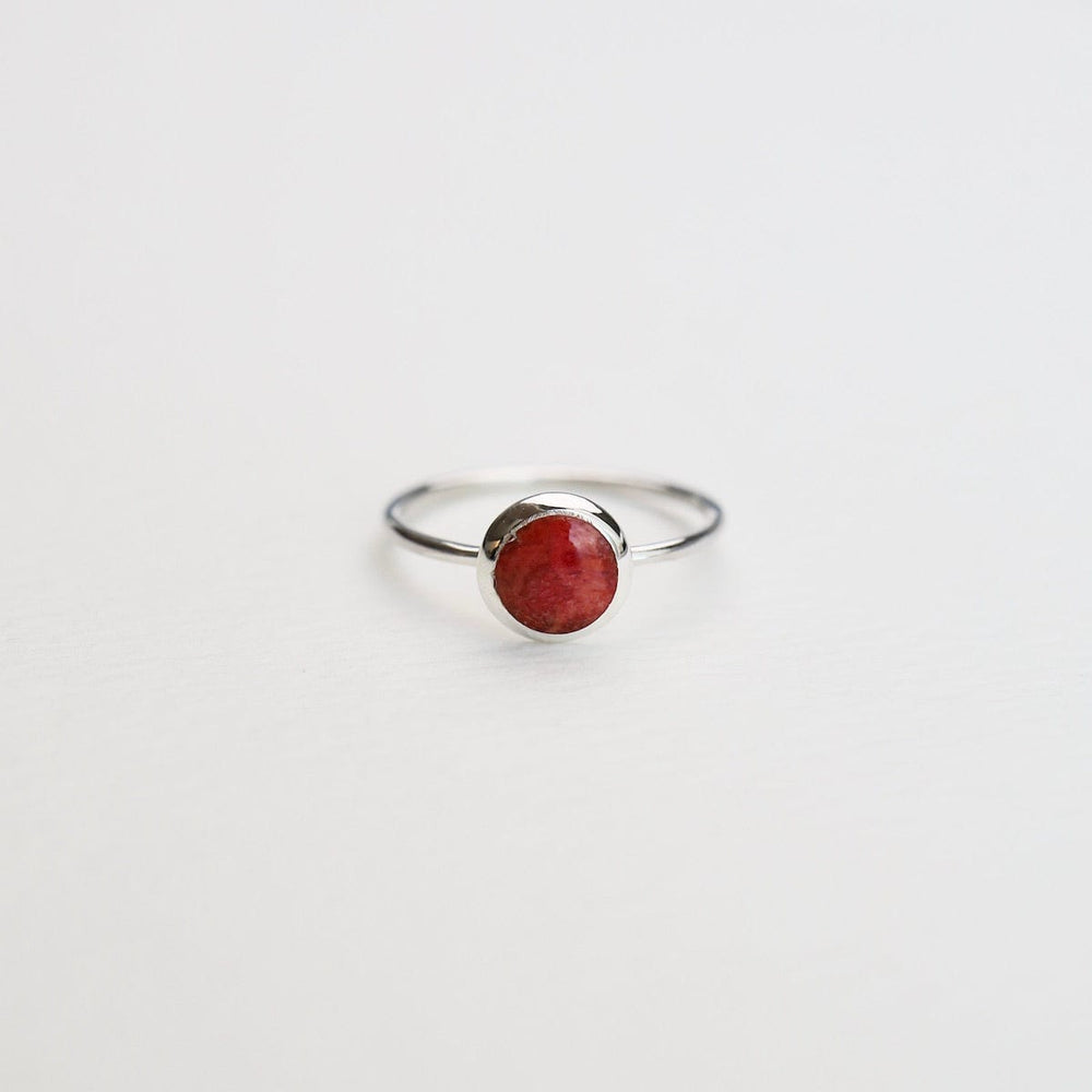 
                  
                    RNG Round Compressed Red Coral Silver Ring
                  
                