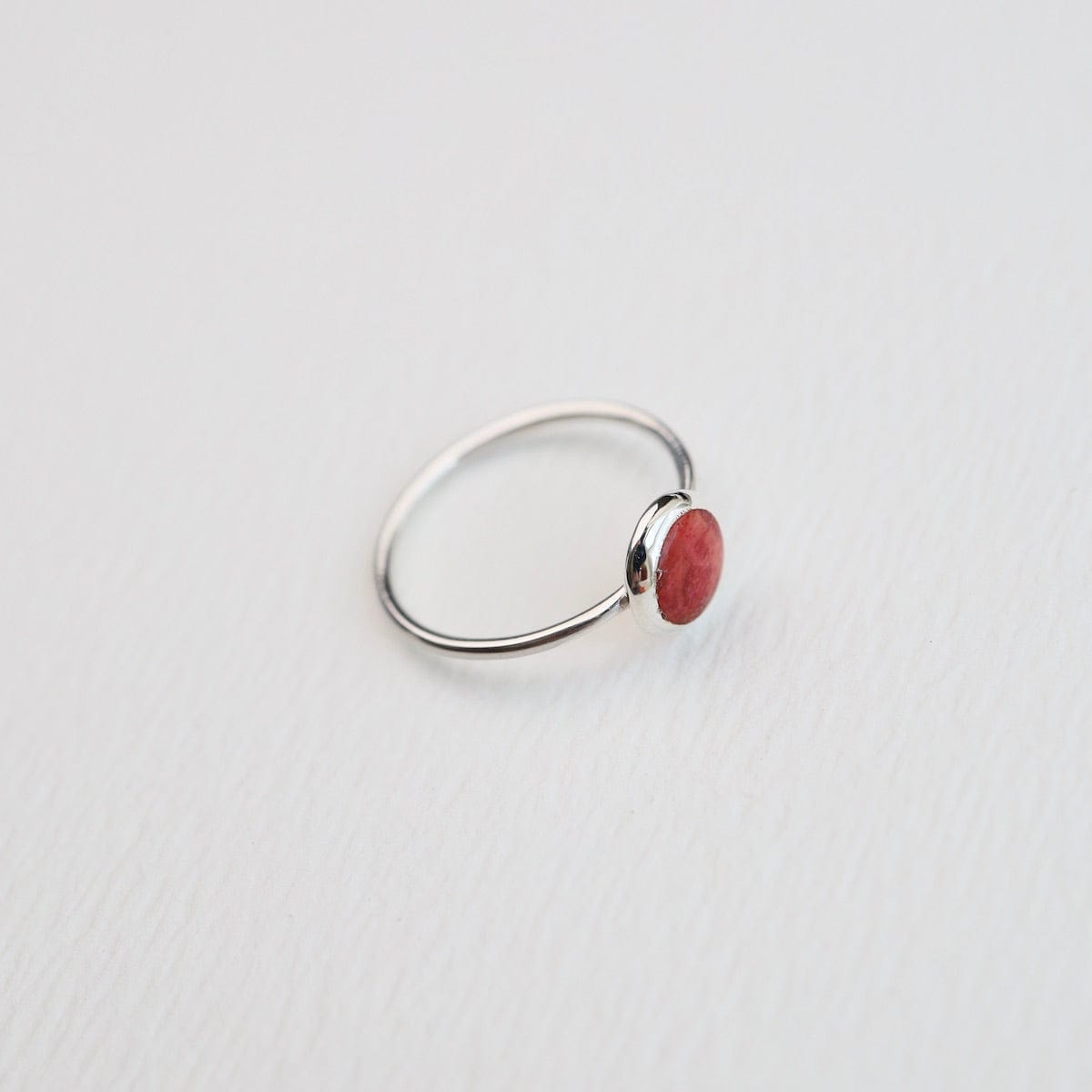 RNG Round Compressed Red Coral Silver Ring