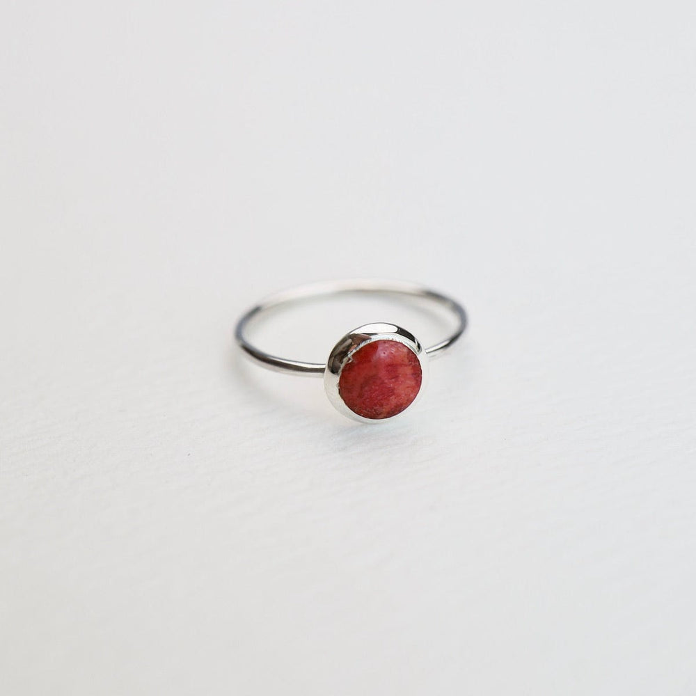 
                  
                    RNG Round Compressed Red Coral Silver Ring
                  
                