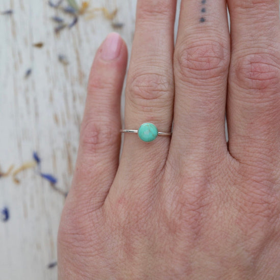 RNG Round Compressed Turquoise Silver Ring