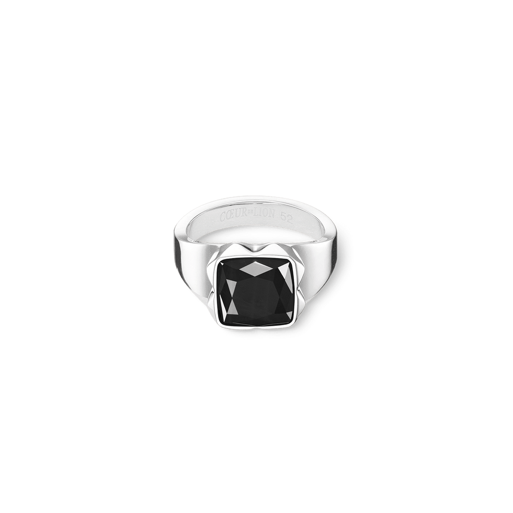 RNG Silver Black Onyx Square Spikes Ring