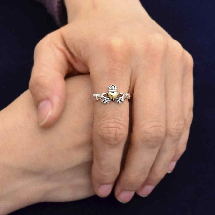 RNG Silver Claddagh Ring with Bronze Heart