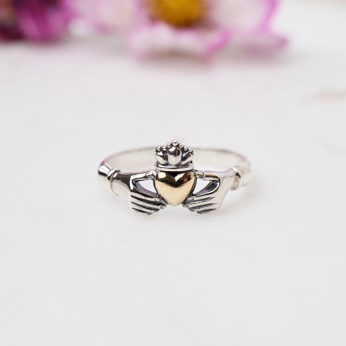 RNG Silver Claddagh Ring with Bronze Heart