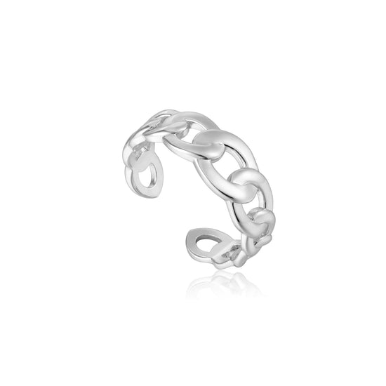 RNG Silver Curb Chain Adjustable Ring