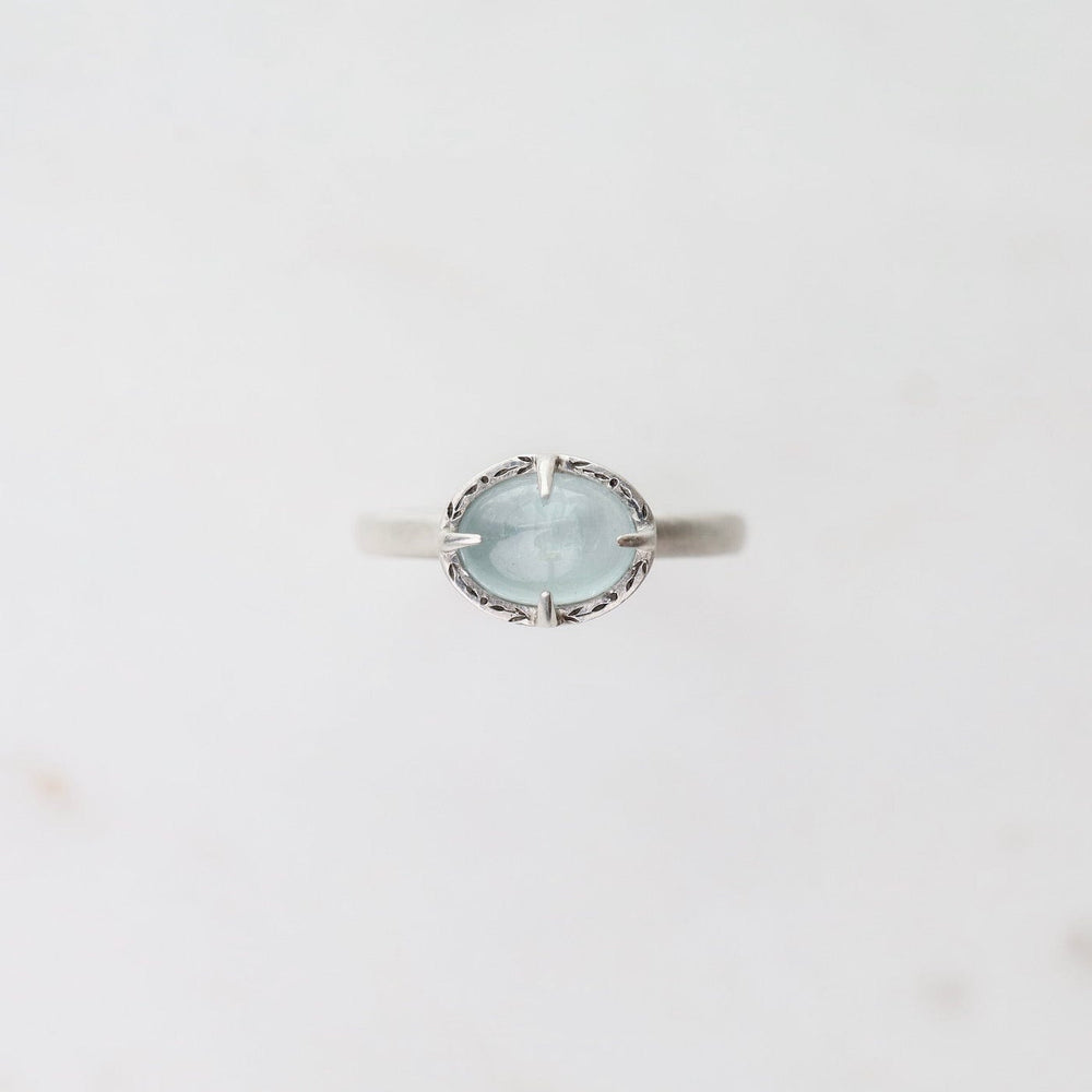 RNG Silver East West Prong Set Oval Aquamarine Ring