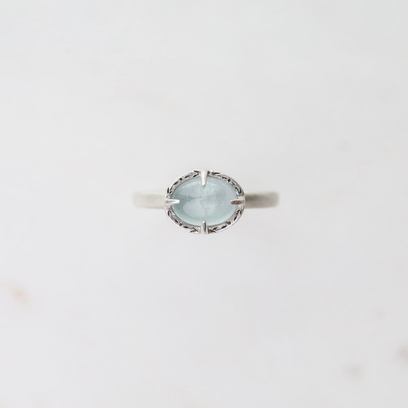 RNG Silver East West Prong Set Oval Aquamarine Ring