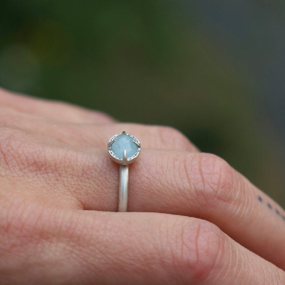 
                  
                    RNG Silver East West Prong Set Oval Aquamarine Ring
                  
                