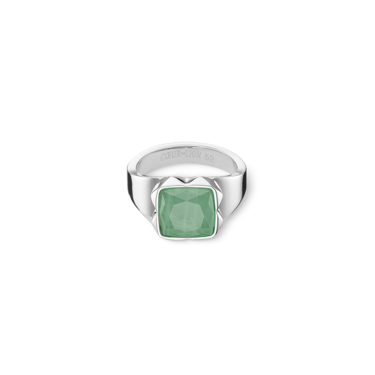 RNG Silver Green Adventurine Square Spikes Ring