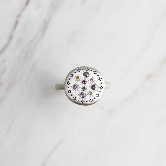 Load image into Gallery viewer, RNG Silver Lights Multi Sapphire Ring
