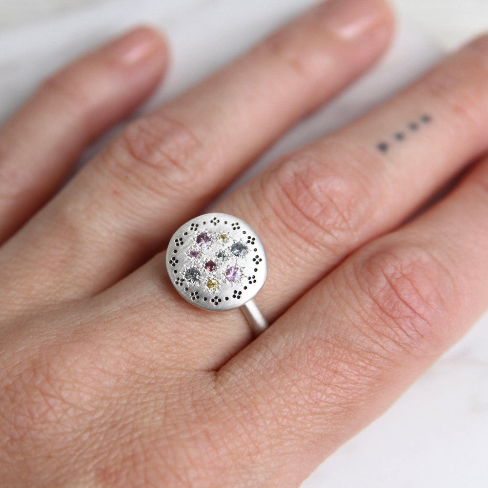 
                      
                        RNG Silver Lights Multi Sapphire Ring
                      
                    