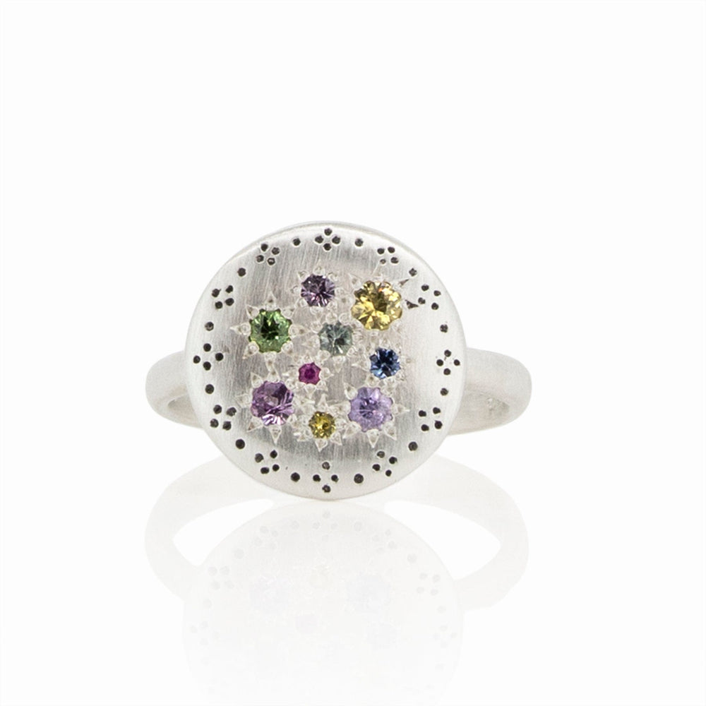 
                      
                        RNG Silver Lights Multi Sapphire Ring
                      
                    